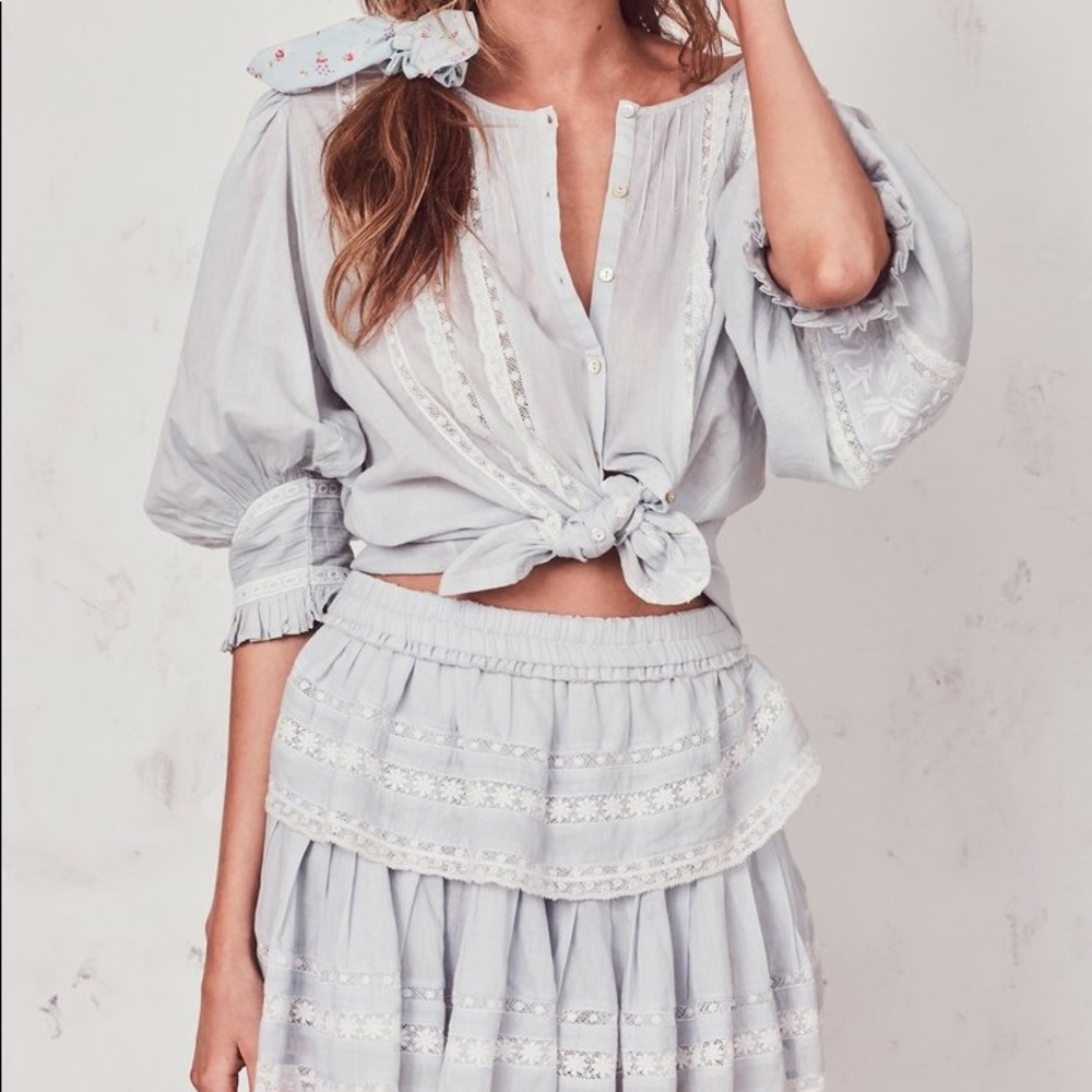 LoveShackFancy Cailin Top in Riviera